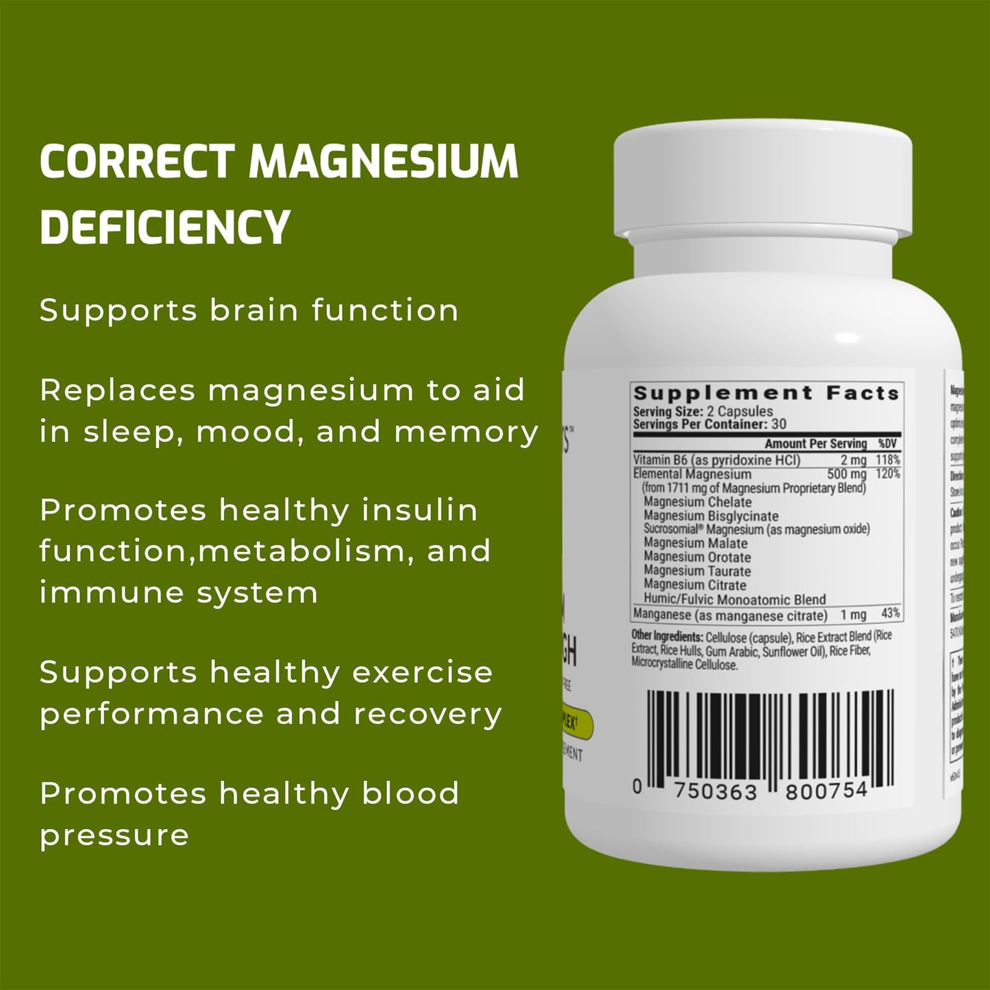 Magnesium Breakthrough Supplement 4.0 - Has 7 Forms of Magnesium: Glycinate, Malate, Citrate, and More - Natural Sleep and Brain Supplement - 60 Capsules